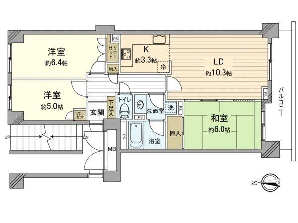 Floor plan. 3LDK, Price 28.8 million yen, Occupied area 69.81 sq m , Balcony area 8.4 sq m
