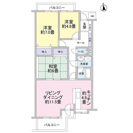 Floor plan. 3LDK, Price 32,800,000 yen, Occupied area 78.96 sq m , Balcony area 11.1 sq m 3LDK ・ LDK16.1 Pledge ・ Facing south ・ Second floor