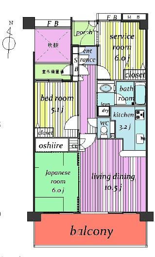 Floor plan. 2LDK+S, Price 24 million yen, Occupied area 67.04 sq m , Balcony area 13.4 sq m