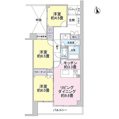 Floor plan.  ◆ North Western-style about 4.5 tatami, Facing a blow to Western-style about 6.5 tatami, Ventilation is good