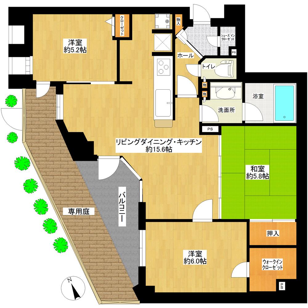 Floor plan. 3LDK, Price 29,800,000 yen, Occupied area 70.38 sq m , Balcony area 5.59 sq m