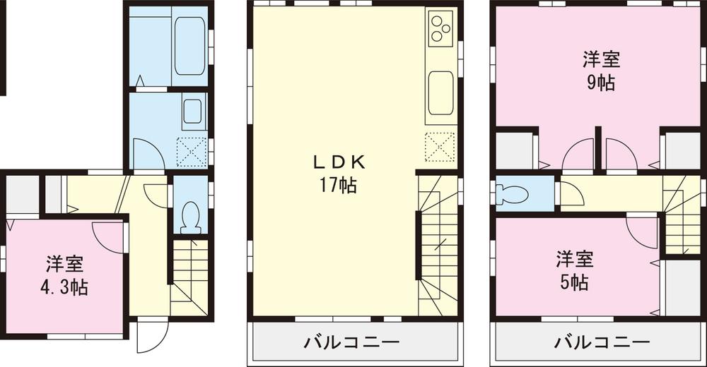Floor plan. (5 Building), Price 32,300,000 yen, 3LDK, Land area 53.52 sq m , Building area 84.05 sq m