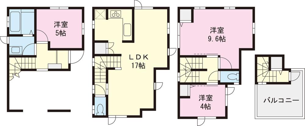Floor plan. (1 Building), Price 34,800,000 yen, 3LDK, Land area 53.54 sq m , Building area 86.32 sq m