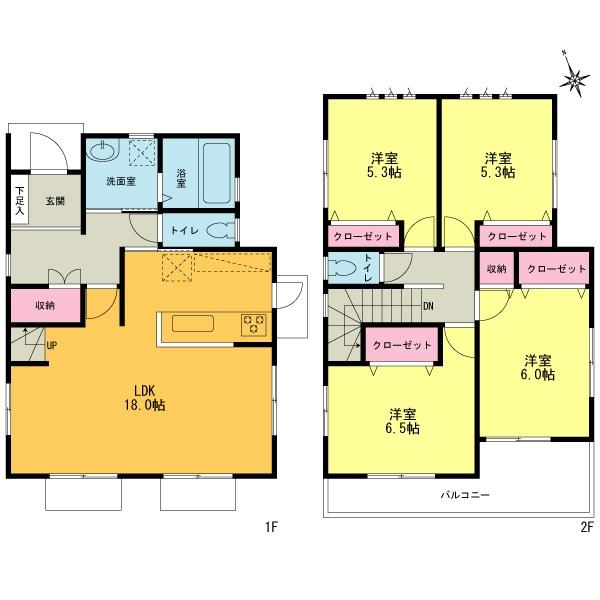 Floor plan. 41,800,000 yen, 4LDK, Land area 125.92 sq m , Building area 99.97 sq m