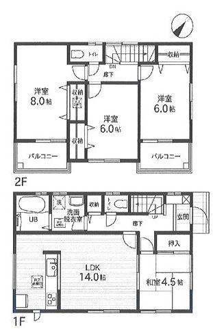 Floor plan. (2), Price 37,800,000 yen, 4LDK, Land area 125.4 sq m , Building area 94.39 sq m