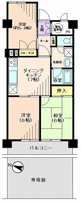 Floor plan. 3DK, Price 17,900,000 yen, Occupied area 55.95 sq m , Balcony area 7.18 sq m floor plan