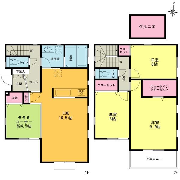 Floor plan. 53,800,000 yen, 3LDK, Land area 137.28 sq m , Building area 101.85 sq m