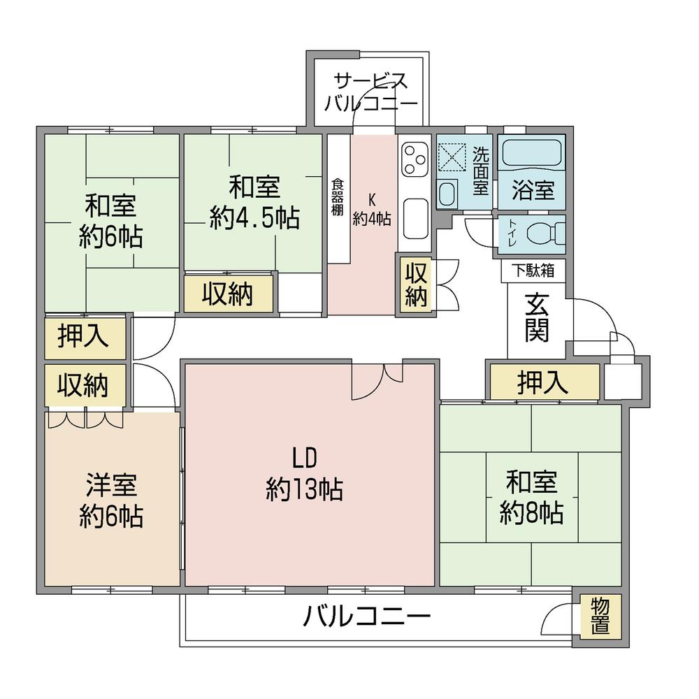Floor plan. 4LDK, Price 13,900,000 yen, Footprint 102.53 sq m , Balcony area 11.01 sq m floor plan
