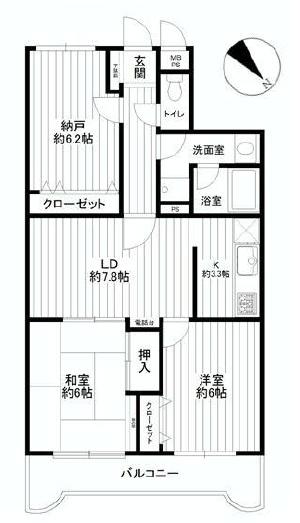 Floor plan. 2LDK+S, Price 19.9 million yen, Footprint 66.5 sq m , Balcony area 8.19 sq m