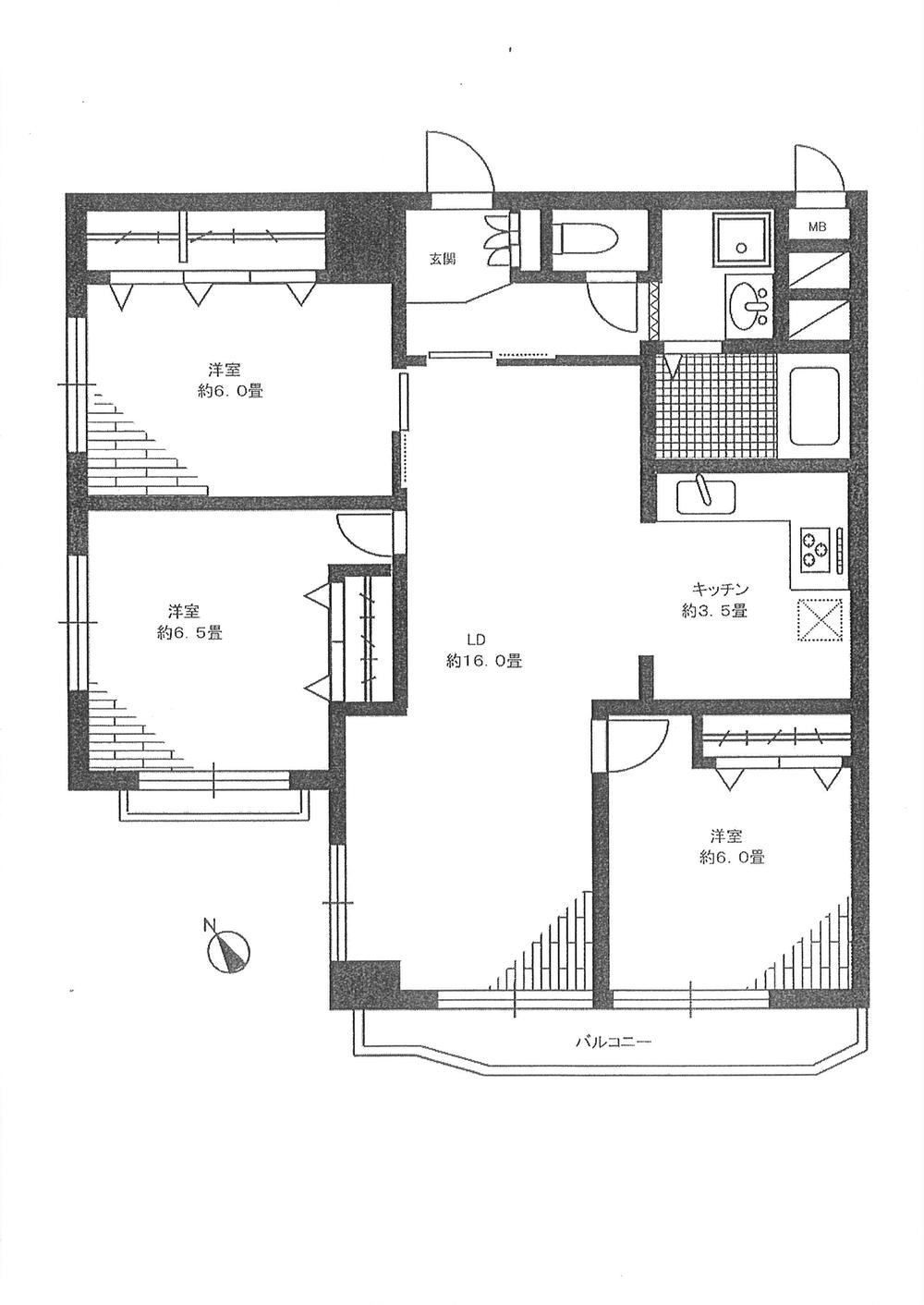 Floor plan. 3LDK, Price 25,800,000 yen, Footprint 81 sq m , Balcony area 5.5 sq m