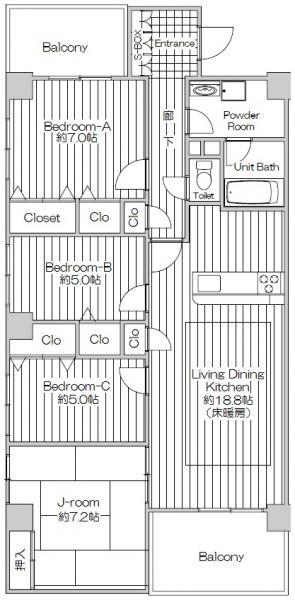 Floor plan. 4LDK, Price 28,900,000 yen, Occupied area 90.21 sq m