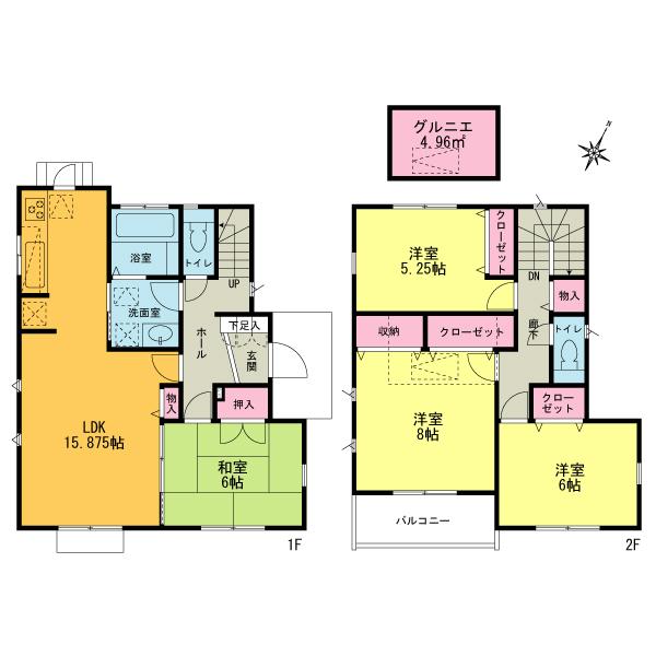 Floor plan. (Building 2), Price 39,800,000 yen, 4LDK, Land area 107.99 sq m , Building area 103.29 sq m