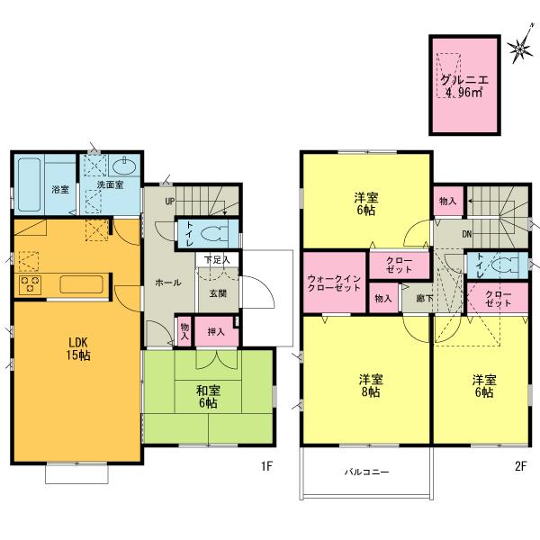 Floor plan. (3 Building), Price 39,800,000 yen, 4LDK, Land area 108 sq m , Building area 103.5 sq m