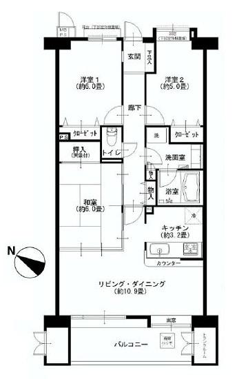 Floor plan. 3LDK, Price 27,900,000 yen, Occupied area 72.11 sq m , Balcony area 9.17 sq m