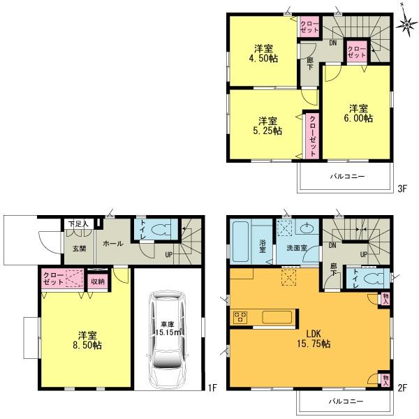 Floor plan. (24 Building), Price 37,800,000 yen, 4LDK, Land area 71.73 sq m , Building area 117 sq m