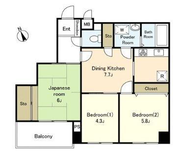 Floor plan. 3DK, Price 27.5 million yen, Occupied area 52.86 sq m , Balcony area 4.48 sq m