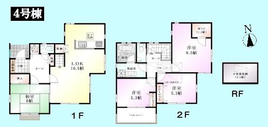 Floor plan. (4 Building), Price 36,800,000 yen, 4LDK, Land area 116.49 sq m , Building area 102.34 sq m