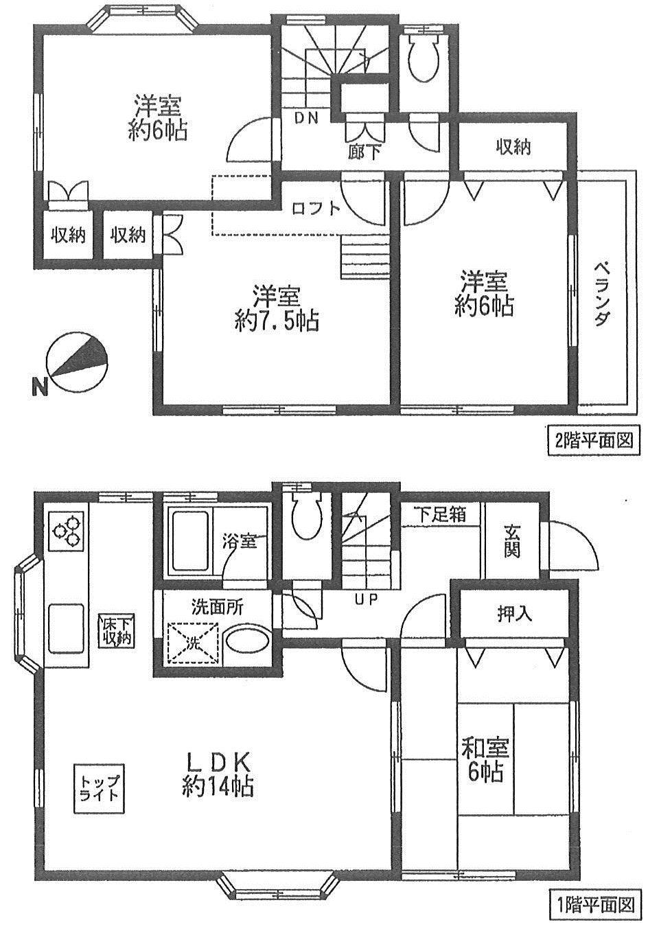 Floor plan. 31,800,000 yen, 4LDK, Land area 126 sq m , Building area 88.21 sq m 4LDK. 