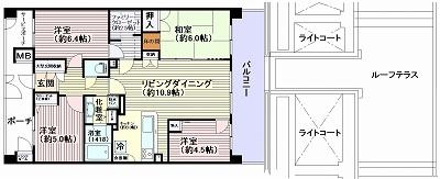 Floor plan. 4LDK, Price 26.7 million yen, Footprint 80.5 sq m , Balcony area 14.4 sq m