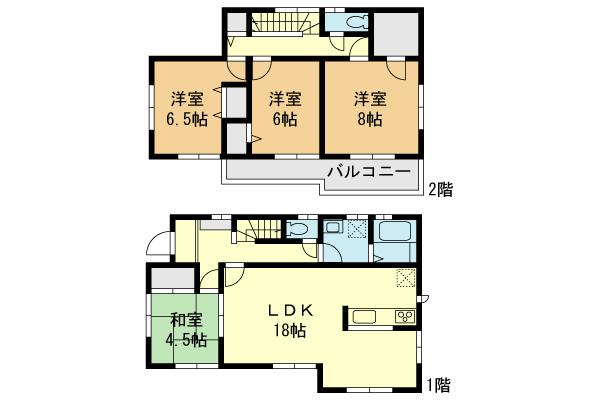 Floor plan. (Building 2), Price 51,800,000 yen, 4LDK, Land area 140.01 sq m , Building area 105.99 sq m