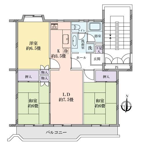 Floor plan. 3LDK, Price 26,800,000 yen, Footprint 68.3 sq m , Balcony area 9.03 sq m