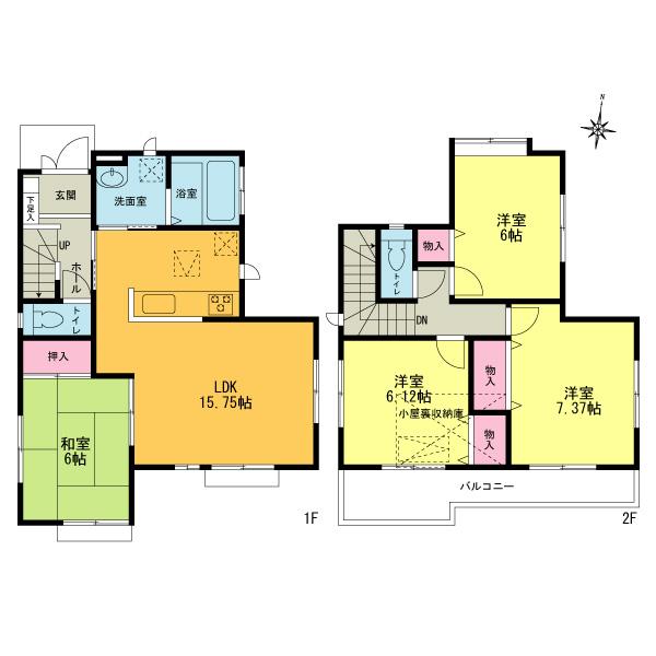 Floor plan. (Building 2), Price 38,800,000 yen, 4LDK, Land area 149.63 sq m , Building area 95.63 sq m