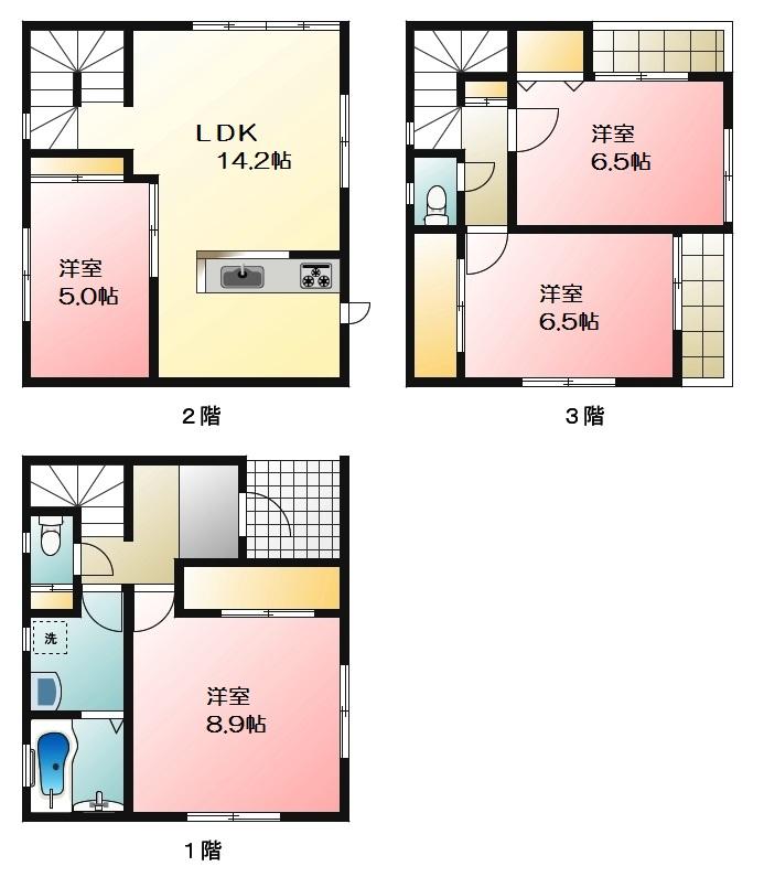 Compartment view + building plan example. Building plan example (B compartment) 3LDK + S, Land price 28,300,000 yen, Land area 80.59 sq m , Building price 14.5 million yen, Building area 101.8 sq m