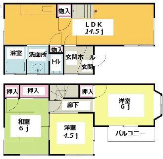 Floor plan. 24,800,000 yen, 3LDK, Land area 67.43 sq m , Building area 69.56 sq m in 2012 years, Repaint Japanese-style room diatomaceous earth