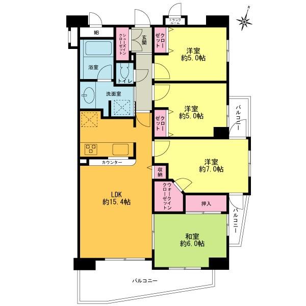 Floor plan. 4LDK, Price 39,600,000 yen, Occupied area 83.21 sq m , Balcony area 9.11 sq m