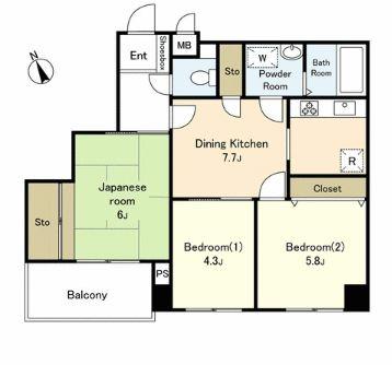 Floor plan. 3DK, Price 27.5 million yen, Occupied area 52.86 sq m , Balcony area 4.48 sq m renovation Property