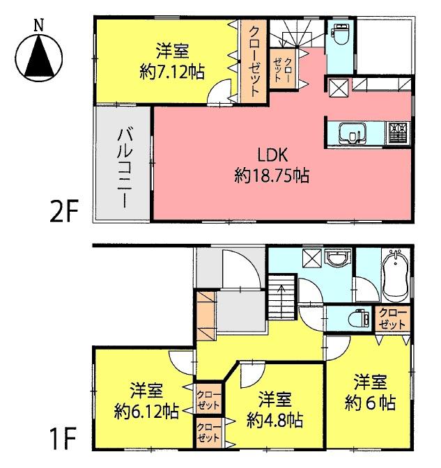 Building plan example (floor plan). Building plan example (A section) 4LDK, Land price 49,800,000 yen, Land area 104.22 sq m , Building price 17 million yen, Building area 111.78 sq m