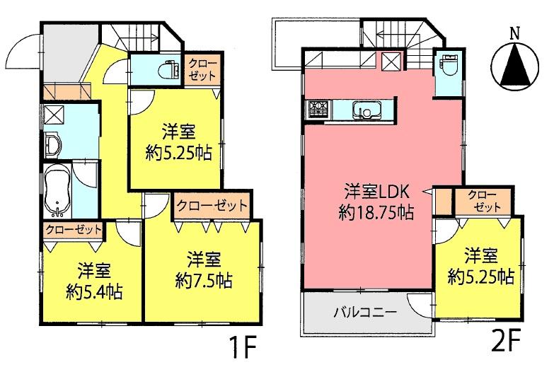 Building plan example (floor plan). Building plan example (B compartment) 4LDK, Land price 45,800,000 yen, Land area 122.88 sq m , Building price 17 million yen, Building area 100.17 sq m