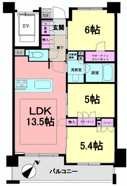 Floor plan. 3LDK, Price 32 million yen, Occupied area 67.05 sq m , Balcony area 10.81 sq m