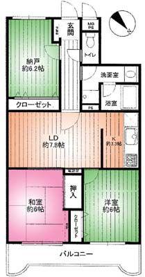Floor plan. 2LDK+S, Price 19.9 million yen, Footprint 66.5 sq m , Balcony area 8.19 sq m floor plan