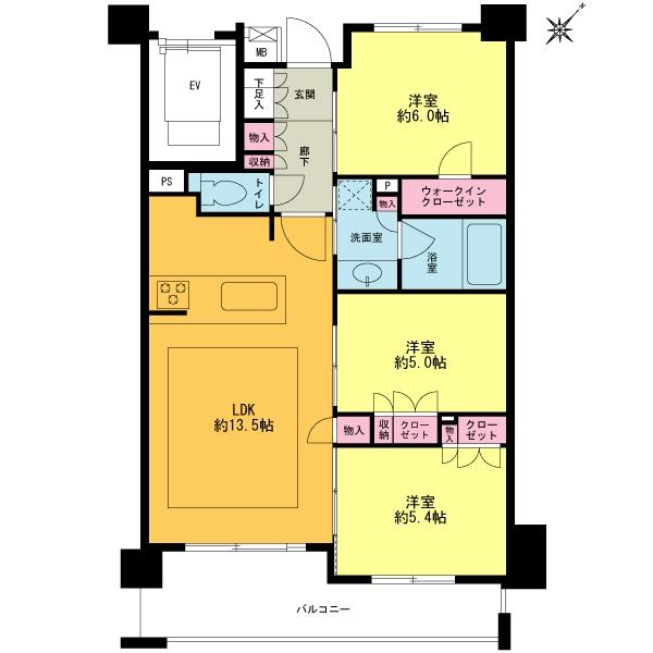 Floor plan. 3LDK, Price 32 million yen, Occupied area 67.05 sq m , Balcony area 10.81 sq m