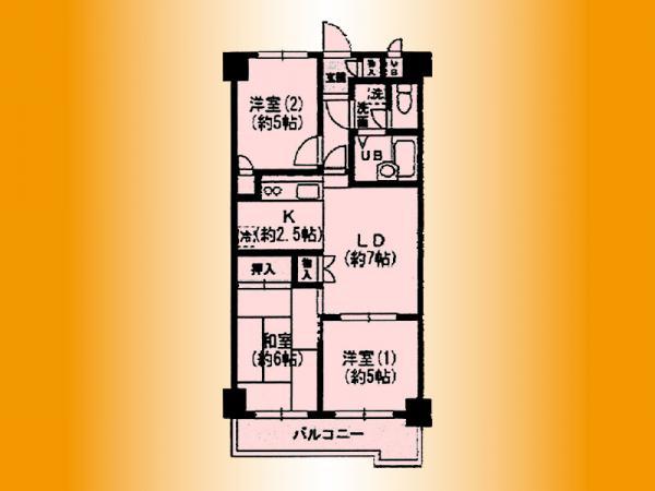 Floor plan. 3DK, Price 11.8 million yen, Occupied area 45.76 sq m , Balcony area 5.4 sq m