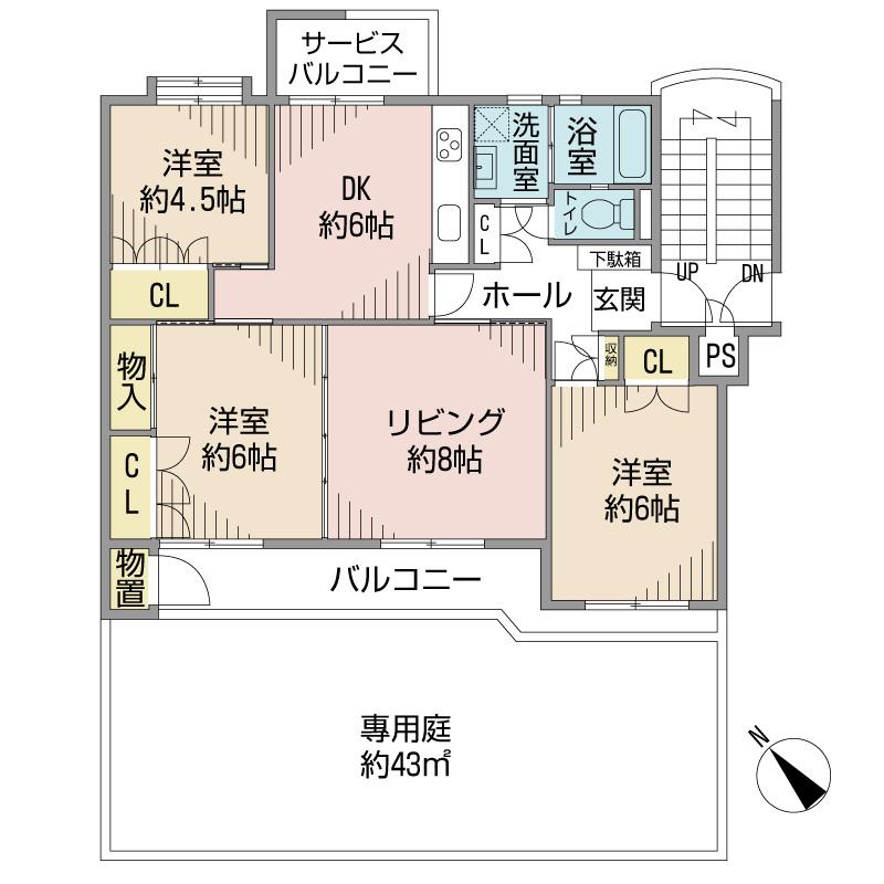 Floor plan. 3LDK, Price 14.5 million yen, Occupied area 75.84 sq m , Balcony area 11.75 sq m floor plan