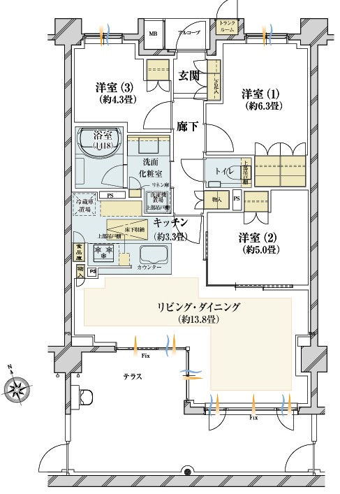 Other. C'g type ・ 3LDK footprint / 71.59 sq m  Terrace area / 20.70 sq m alcove area / 1.35 sq m  Trunk room area / 0.36 sq m