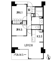 Floor: 2LDK, occupied area: 62.87 sq m