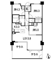 Floor: 3LDK, occupied area: 71.59 sq m