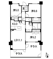 Floor: 3LDK + WIC, the occupied area: 71.59 sq m