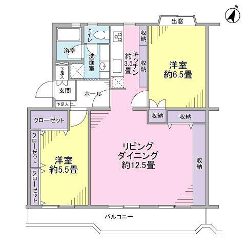 Floor plan. 2LDK, Price 22,800,000 yen, Footprint 68.3 sq m , Balcony area 9.03 sq m floor plan
