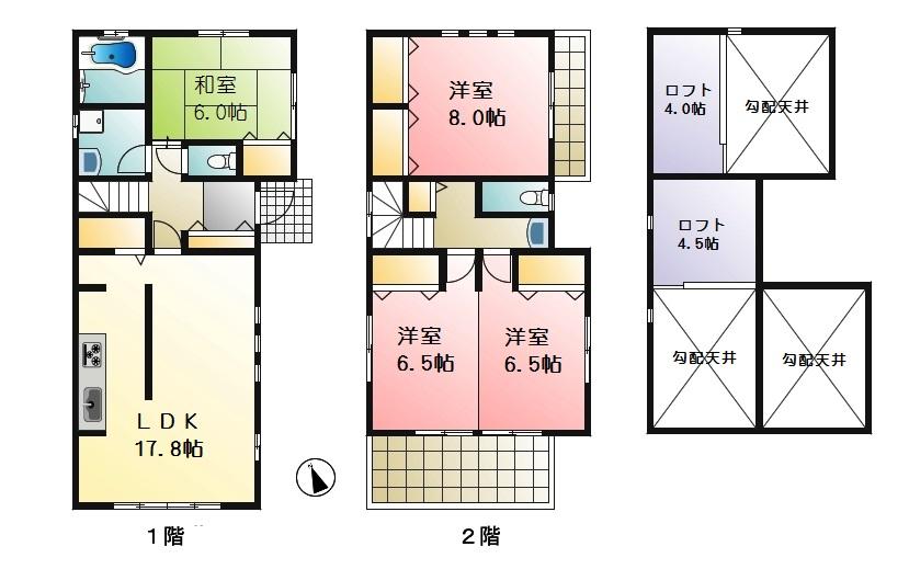 Floor plan. (West Wing), Price 42,800,000 yen, 4LDK, Land area 145.33 sq m , Building area 137.8 sq m