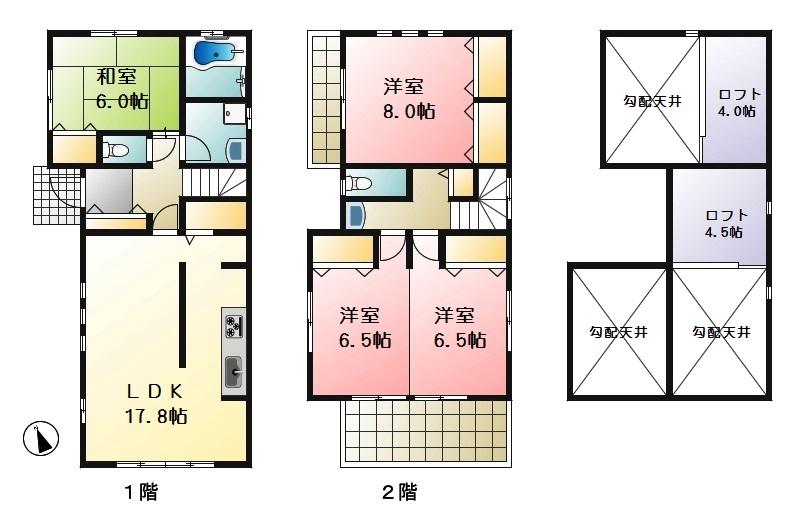 Floor plan. (East Building), Price 42,800,000 yen, 4LDK, Land area 137.6 sq m , Building area 137.8 sq m