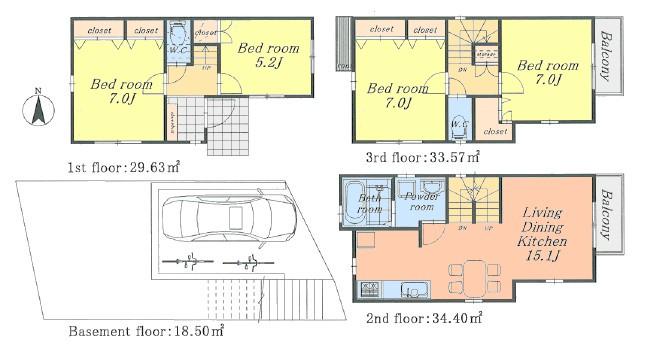 Floor plan. 39,800,000 yen, 4LDK, Land area 63.18 sq m , Building area 116.1 sq m