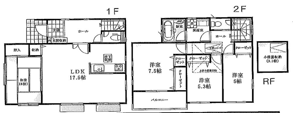 Floor plan. (Building 2), Price 36,800,000 yen, 4LDK, Land area 105.55 sq m , Building area 102.27 sq m