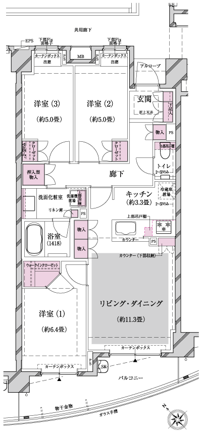Floor: 3LDK + WIC, the occupied area: 73.48 sq m, Price: 51,800,000 yen, now on sale
