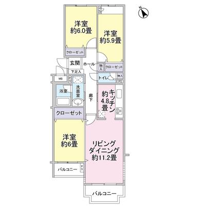 Floor plan. 3LD of the occupied area 78.19 sq m ・ K type