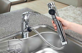 Kitchen.  [Water purifier integrated mixing faucet] To cooking and drinks, anytime, You can use clean, delicious water. If you pulled out the nozzle part, It will also be on hand shower.