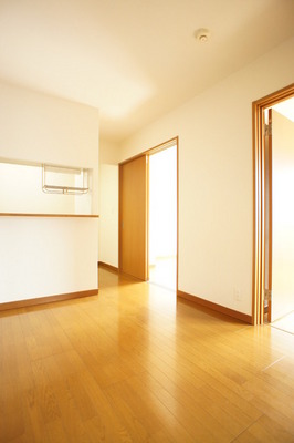 Living and room. Stylish counter kitchen! You can also dishes while talking!